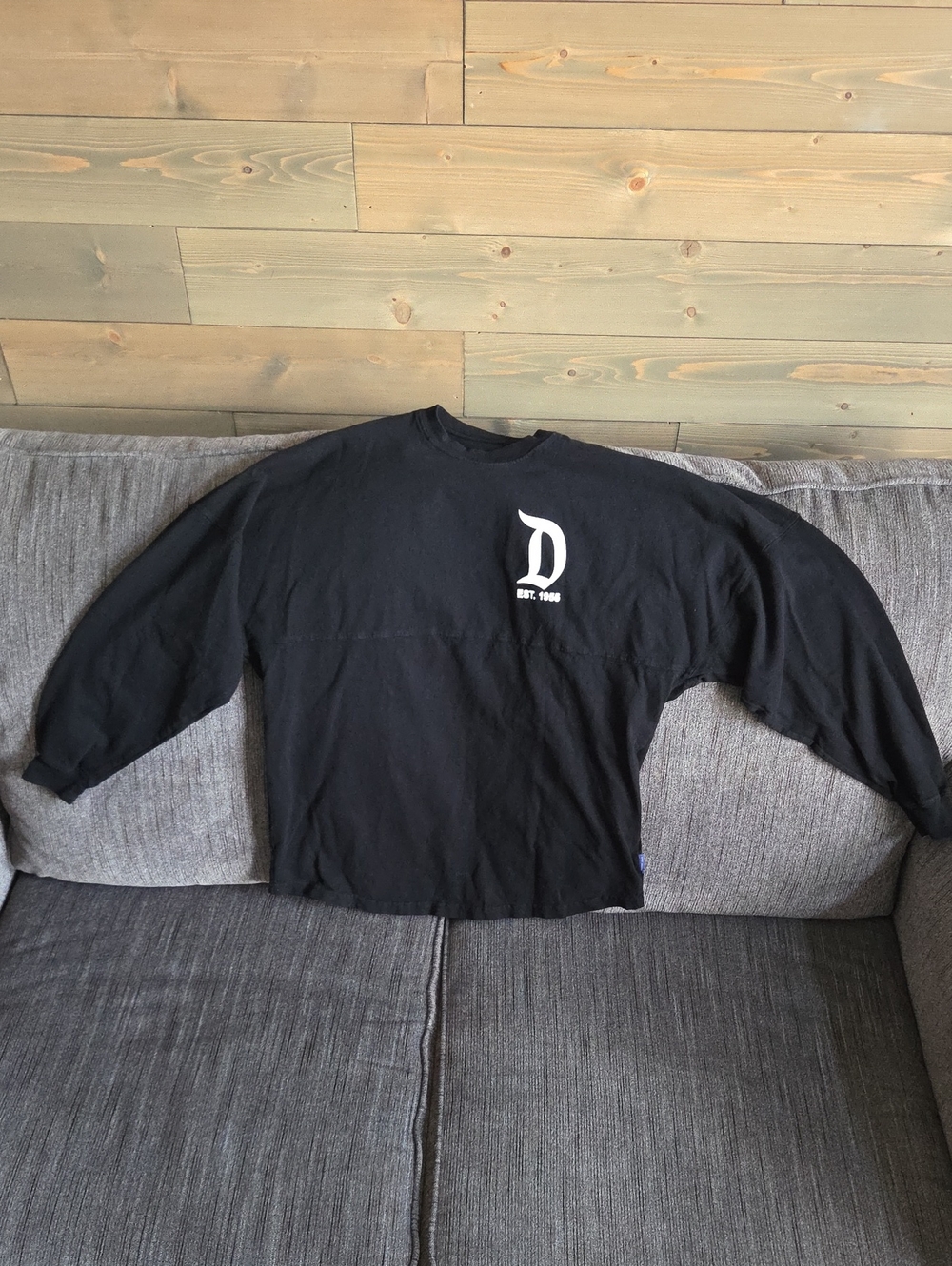 Disney Black Crewneck Sweatshirt with White 'D' Chest Logo
